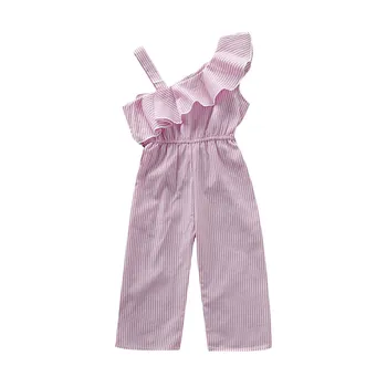 

Newborn Baby Girl Bodysuit Kids Girls Fashion Ruffles Sleeveless Sling Jumpsuit Bodysuit Belt Bottom Pants Kids Outfit Clothes