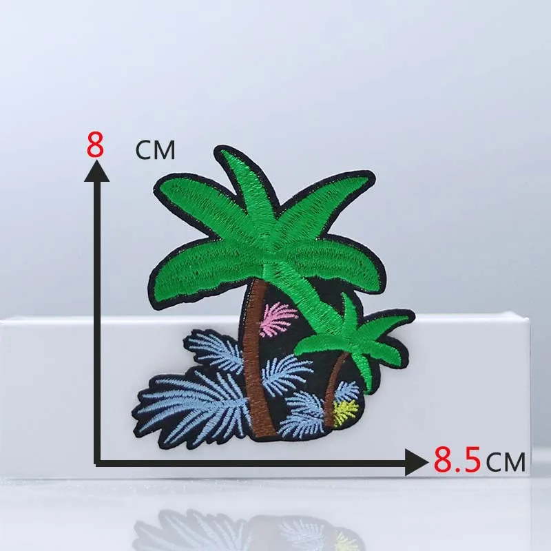 Большая Кокосовая пальма блестки красивые красочные красивые вышитые железные нашивки одежда полосатая одежда зеленые значки на заказ
