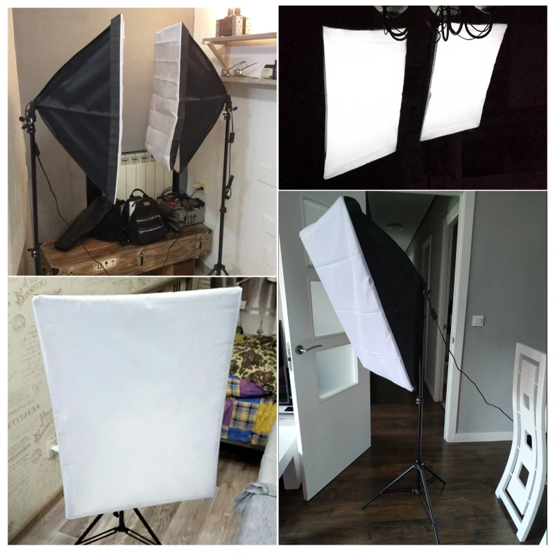 Photo Studio 4 LED 20W Softbox Kit Photographic Lighting Kit Camera & Photo Accessories Light Stand