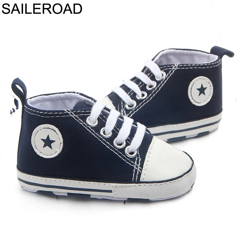 Saileroad 0-18months lienzo deporte Zapatos de bebé recién nacido Niños Niñas Primeros pasos infantil Toddler Soft sole prewalker sneakers