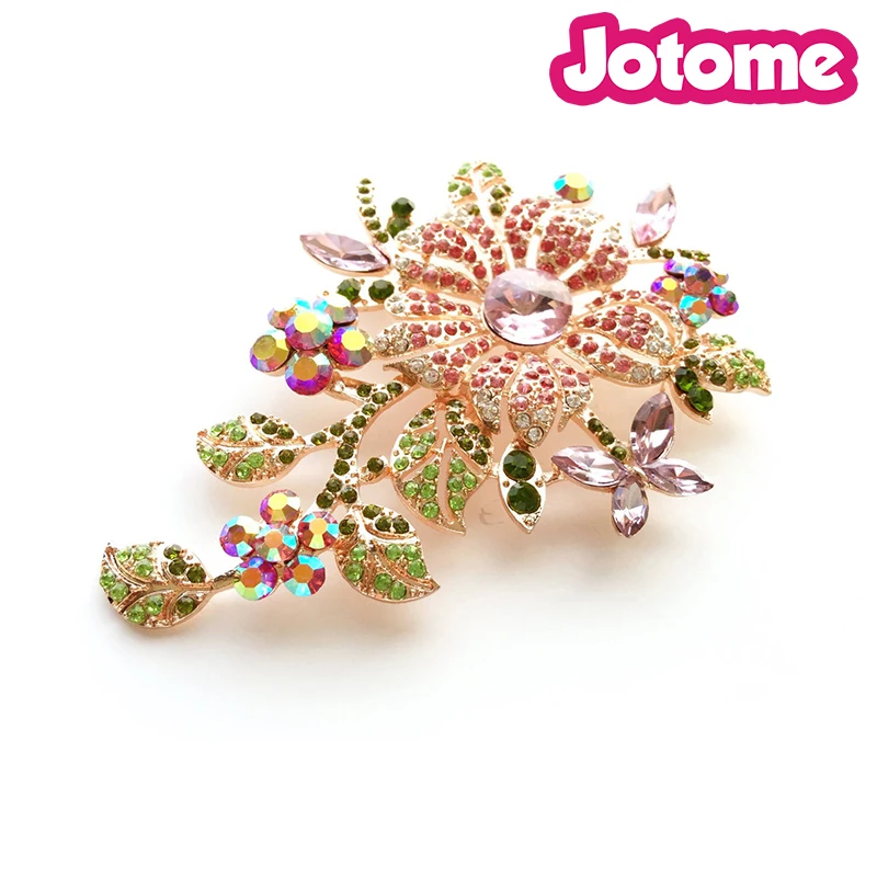 Multi Colored Flower Rhinestone Brooch Crystal Broach Wedding Accessories Bridal Brooch bouquet Hair comb Wedding Cake Brooch
