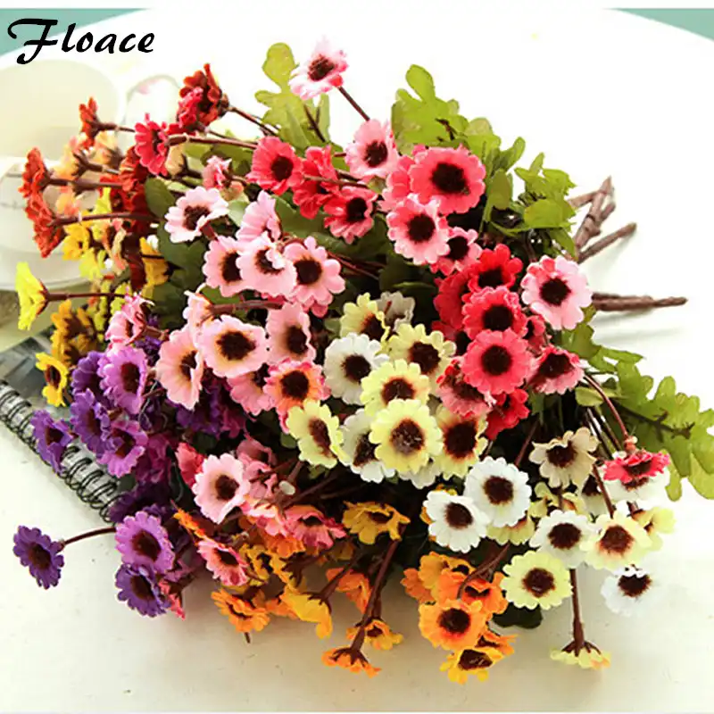 Floace 11 шт дикие хризантемы ромашки шелковые цветы, искусственные цветы сушеные Цветочные украшения стола украшения - изображение