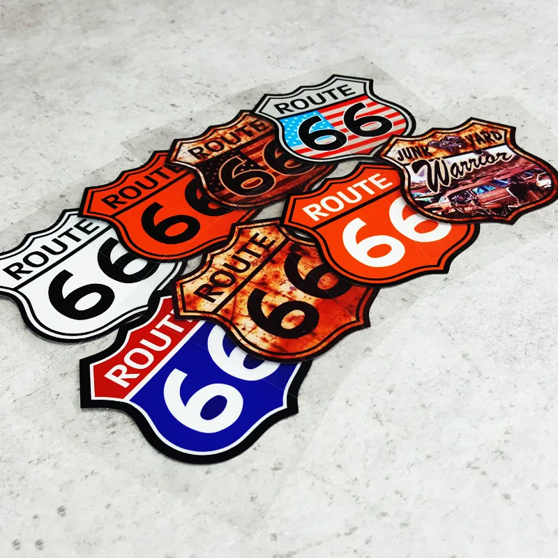 

GalonDeco Route 66 Road Car Reflective Sheild Sticker Color Safety Reflective Sticker Decals Motorcycle MTB Sticker
