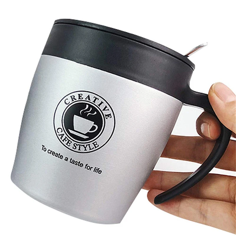 

Eco Friendly 330ml Stainless Steel Tumbler Coffee Cup with Spoon Self Stirring Mug Vacuum Insulated Office Cup Travel Coffee Mug