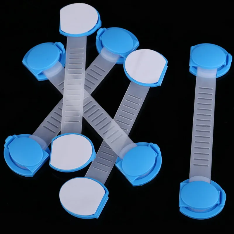 

5Pcs Safety Cabinet Door Cupboard Plastic Lock Child Kids Drawer Cabinet Lock Long Style Safety Blue Cabinet Locks & Straps