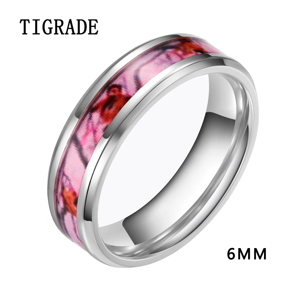female 6mm 8mm pink titanium ring set camo inlay wedding band silver edges engagement rings for - Cheap Camo Wedding Rings female 6mm 8mm pink titanium ring set camo inlay wedding band silver edges engagement rings for - Cheap Camo Wedding Rings