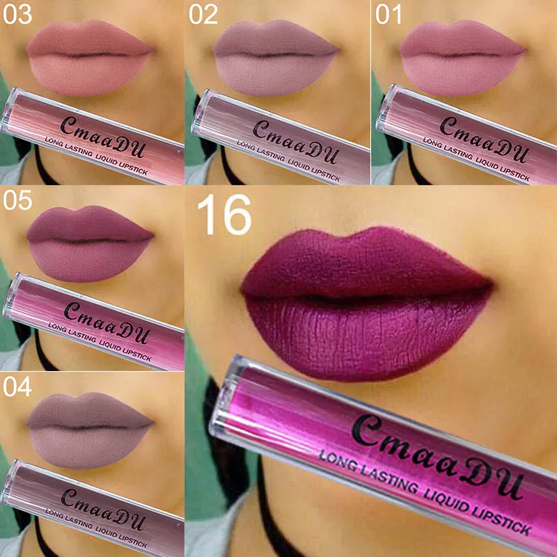 

CMAADU Sexy Sequin Matte Lipstick Waterproof Cosmetic Long Lasting Non-stick Cup Tint Velvet Lip Gloss Nude Wedding Makeup TLSM2