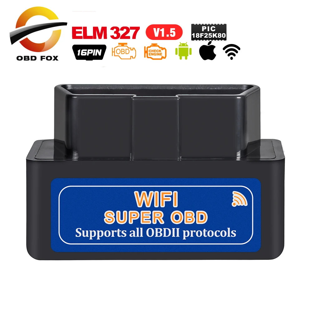 Диагностический инструмент elm327 v1.5 OBD2 Wi Fi Супер Мини elm 327 bluetooth V2.1 работает на