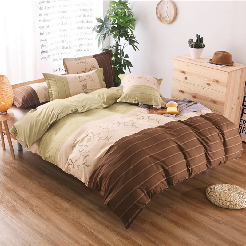 

Single Double Bed Bedding Sets Queen King Size Duvet Cover Sets 2-3pcs Simple Stripes Bed Linens XF320-9
