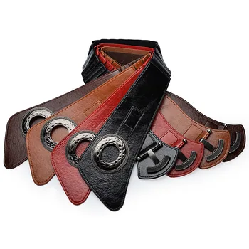 

Fashion Ladie Vintage Check Style Waist Belt Super Wide PU+Cowskin Adjustable Shirt Slimming Corset Cummerbund Girdle Belt Women