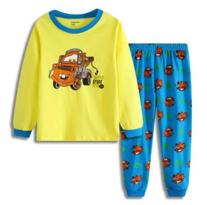 

New Drop Shipping kids pajamas set boys long sleeve tshirt+ pants spring autumn sleepwear clothing baby lovely pyjamas suit