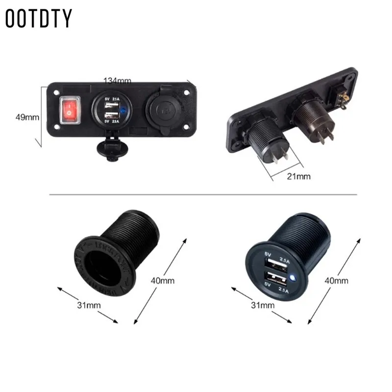 Высокое качество 1 комплект DC 12 В Авто Лодка Грузовик двойной USB зарядное устройство с прикуривателем переключатель вкл./выкл. Для телефона