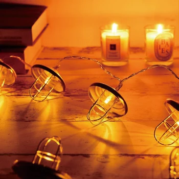 

Retro Iron Metal Diamond LED Fairy String Lights Battery Xmas Wedding Party Home Decoration 10/20/30 Leds Lantern String Lamps