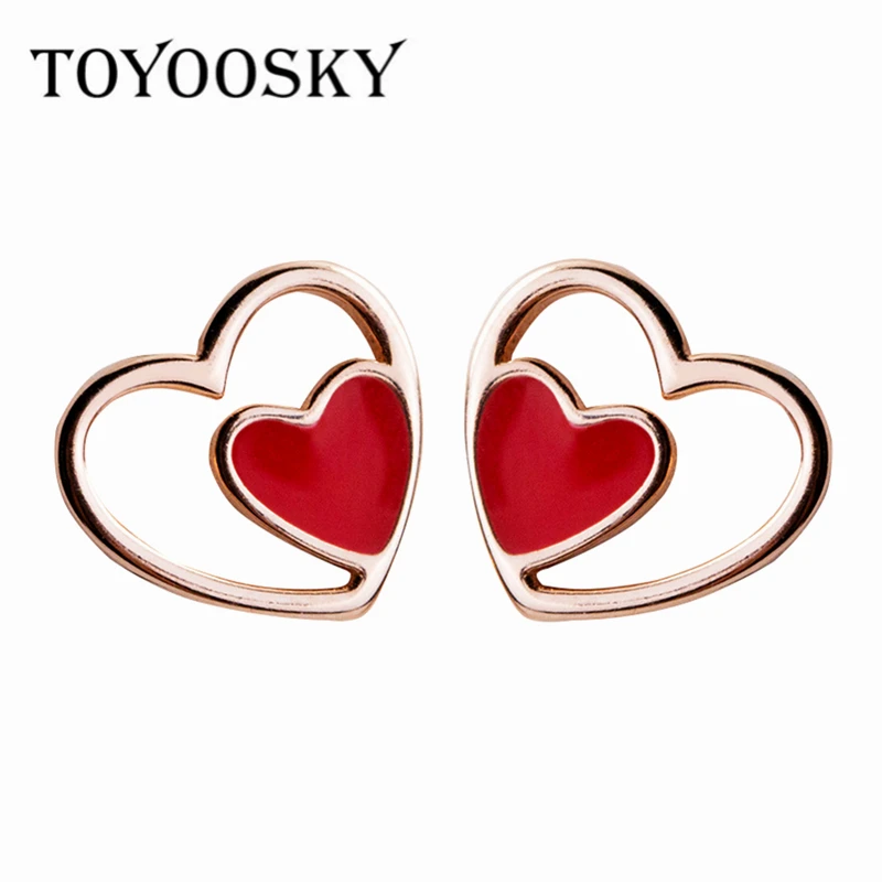 Модные серьги-гвоздики TOYOOSKY из стерлингового серебра цвета розового золота с