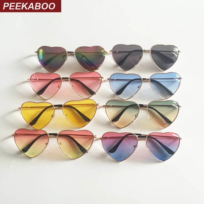 Солнцезащитные очки peekabo женские в металлической оправе форме сердца прозрачные