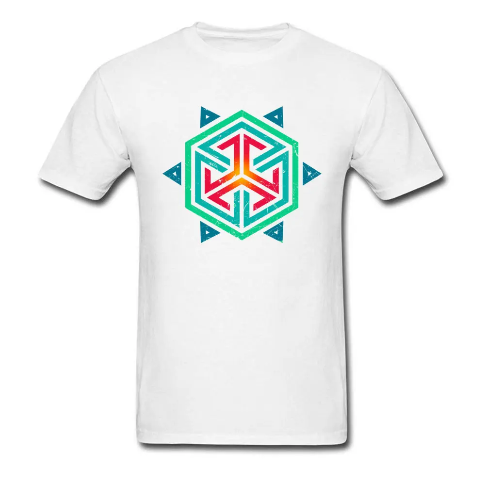 Casual Tops Tees Summer Fall Oversized Round Collar 100% Cotton Sweatshirts Men T Shirts Vintage Retro Colors Geometric Hexagon Vintage Retro Colors Geometric Hexagon white
