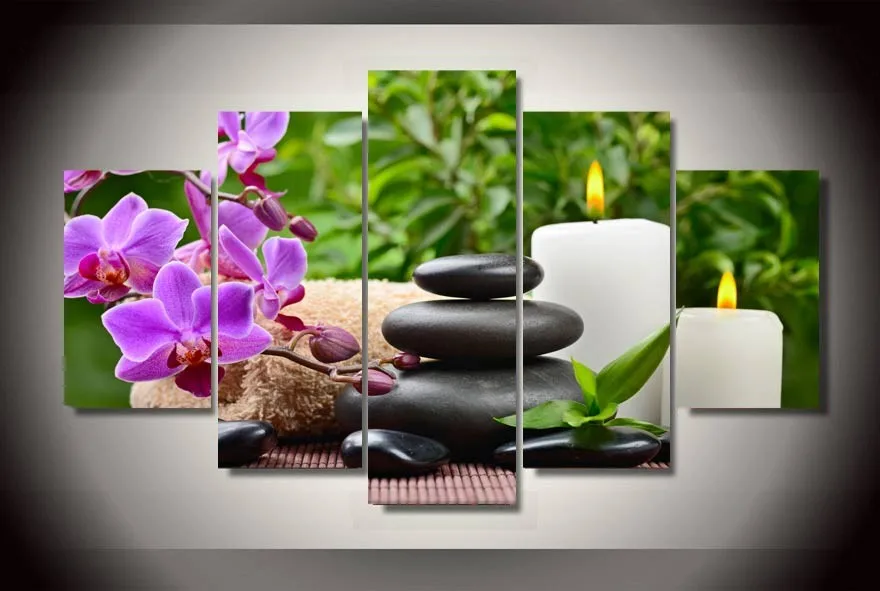 

5 Piece 5D DIY Diamond embroidery flower zen diamond painting Cross Stitch orchid full drill Rhinestone mosaic decor