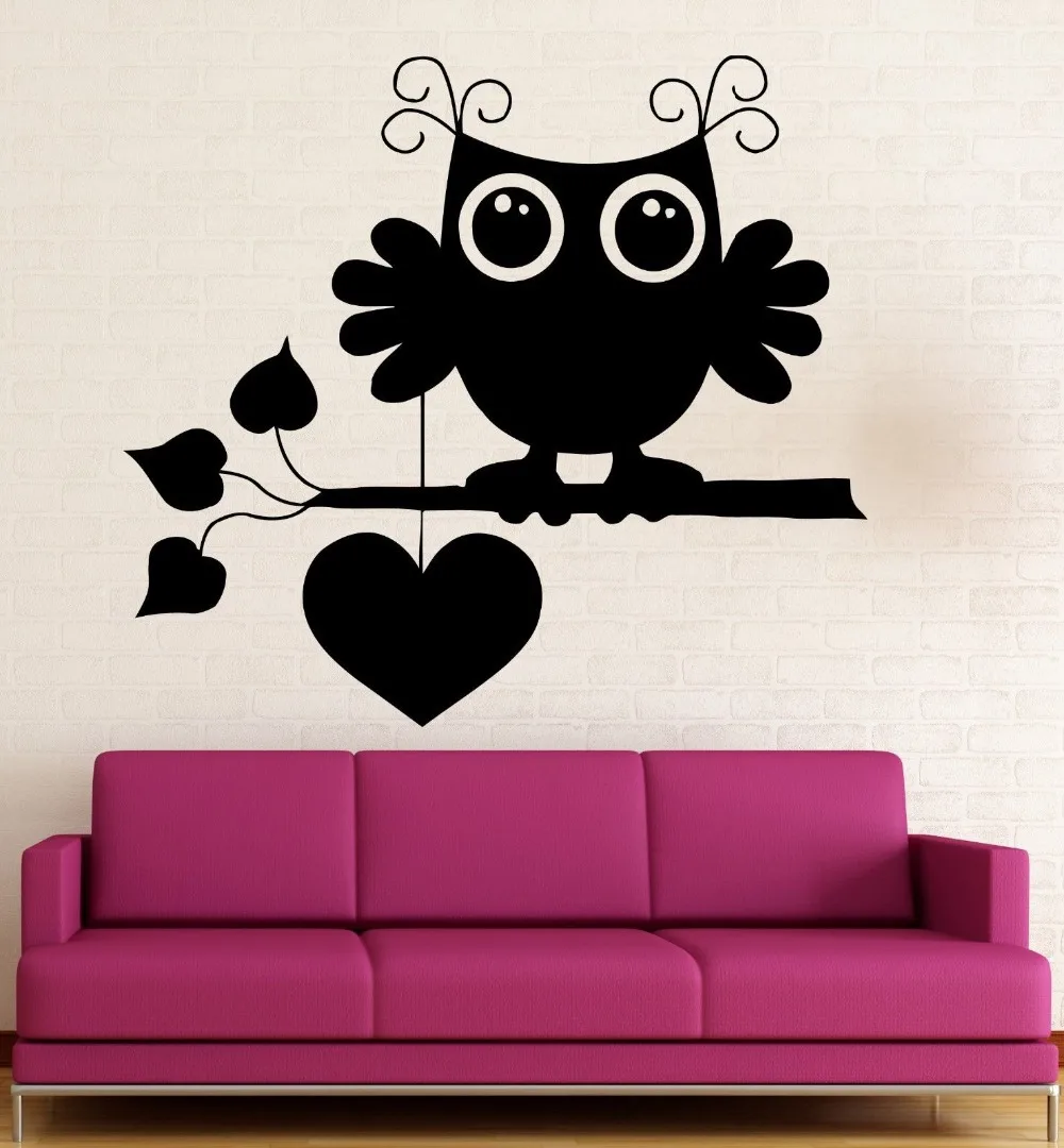 Wall Stickers Vinyl Decal Cute Owl Bird Love Romantic Heart Cool Decor