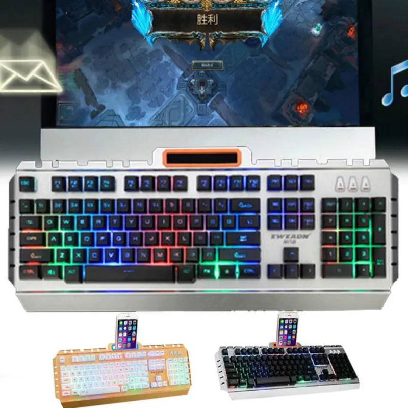 

AMZDEAL 7 Colors Rainbow Backlight USB Wired Gaming Keyboard 104 keys For PC Computer Laptop Pro Gamer