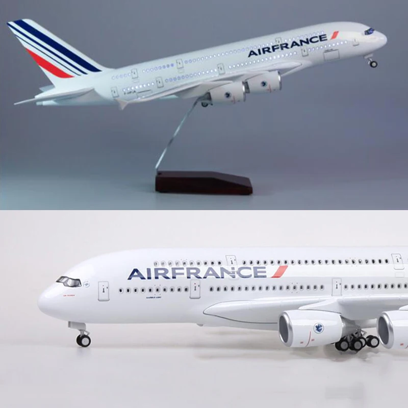 

1/160 Scale 50.5CM Airplane Airbus A380 France Airline Model W Light and Wheel Diecast Plastic Resin Plane for Kid Gift Decorate