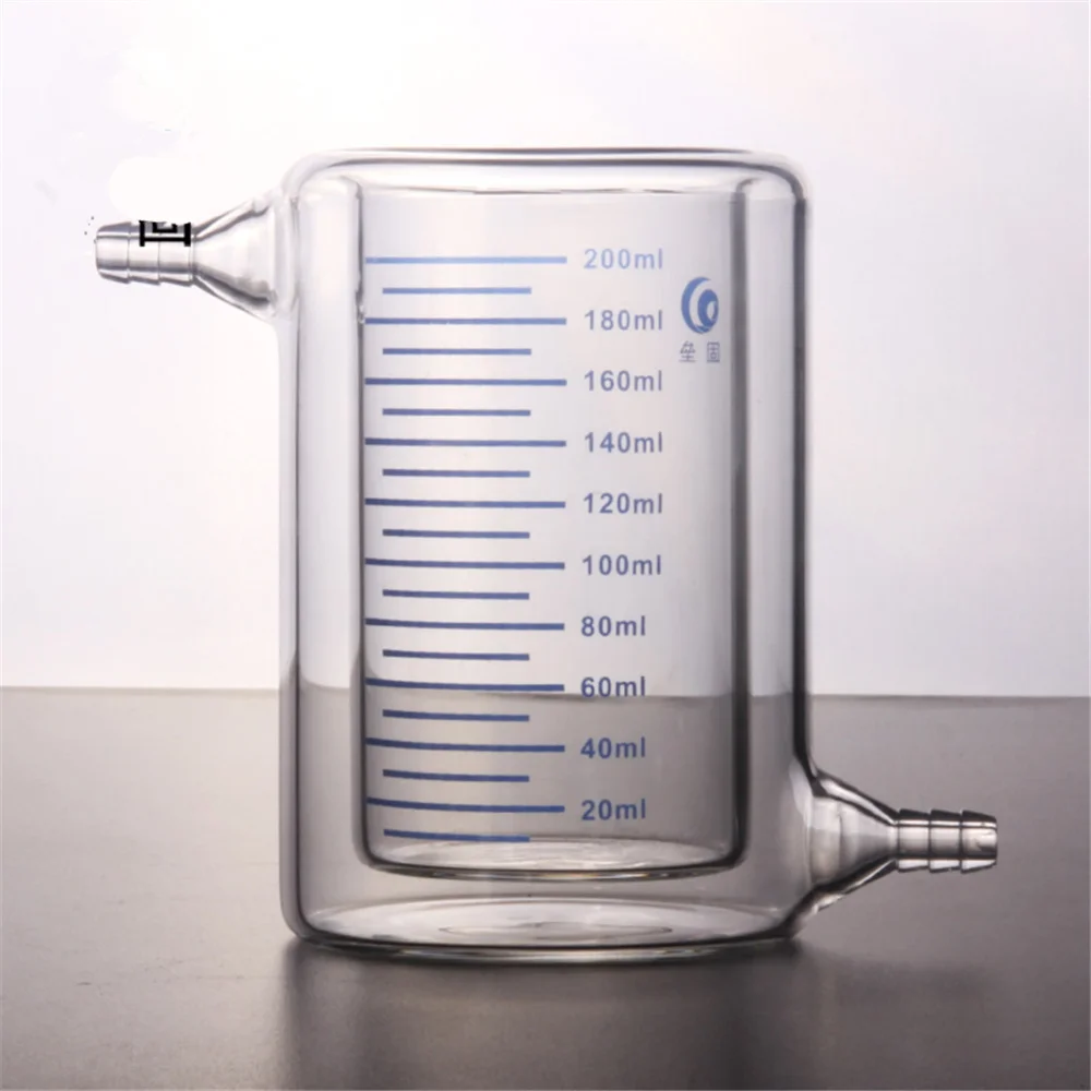 200ml Laboratory Jacketed Borosilicate Glass Beaker Double Layer Beaker