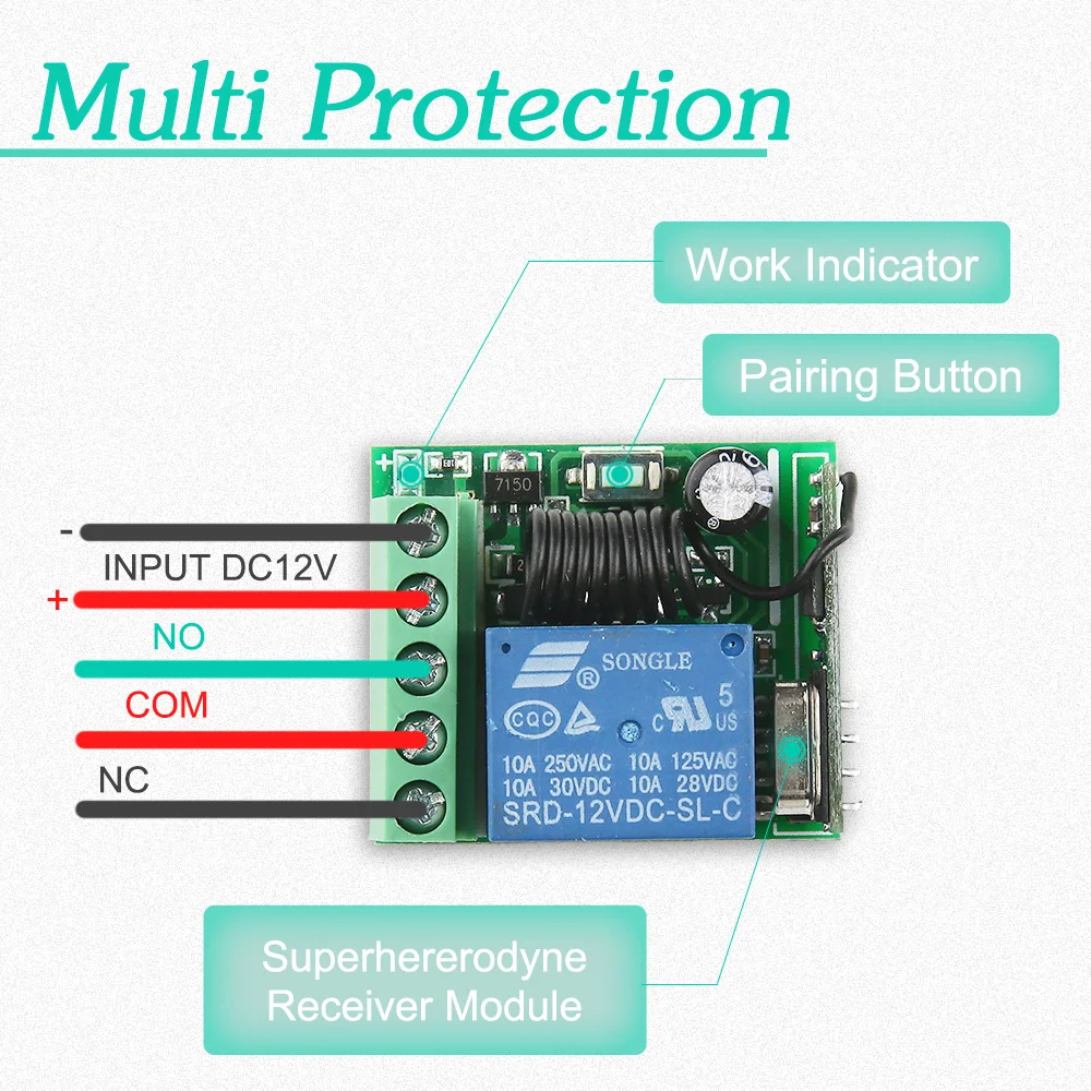 KTNNKG DC12V дистанционного релейный модуль Беспроводной светильник Управление переключатель умный дом пульт дистанционного управления Управление; Приемник для EV1527 Универсальный 433 МГц RF