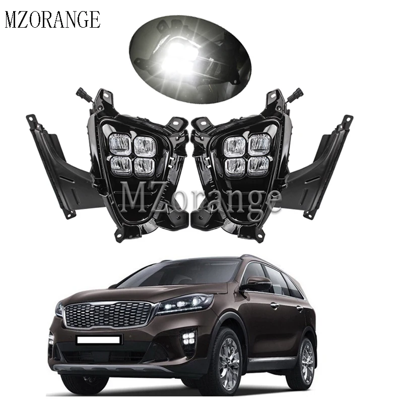 

2Pcs DRL LED Daytime Running Light Front Bumper LED Fog Light Lamp for KIA Sorento 2018 Driving Fog Light Replacement Day Light