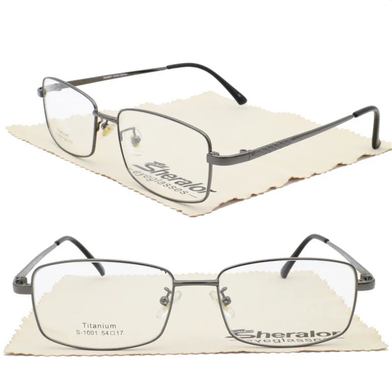 

S1001 classic pure titanium fullrim IP vacuum color coating shield shape light weight simple precription glasses for men