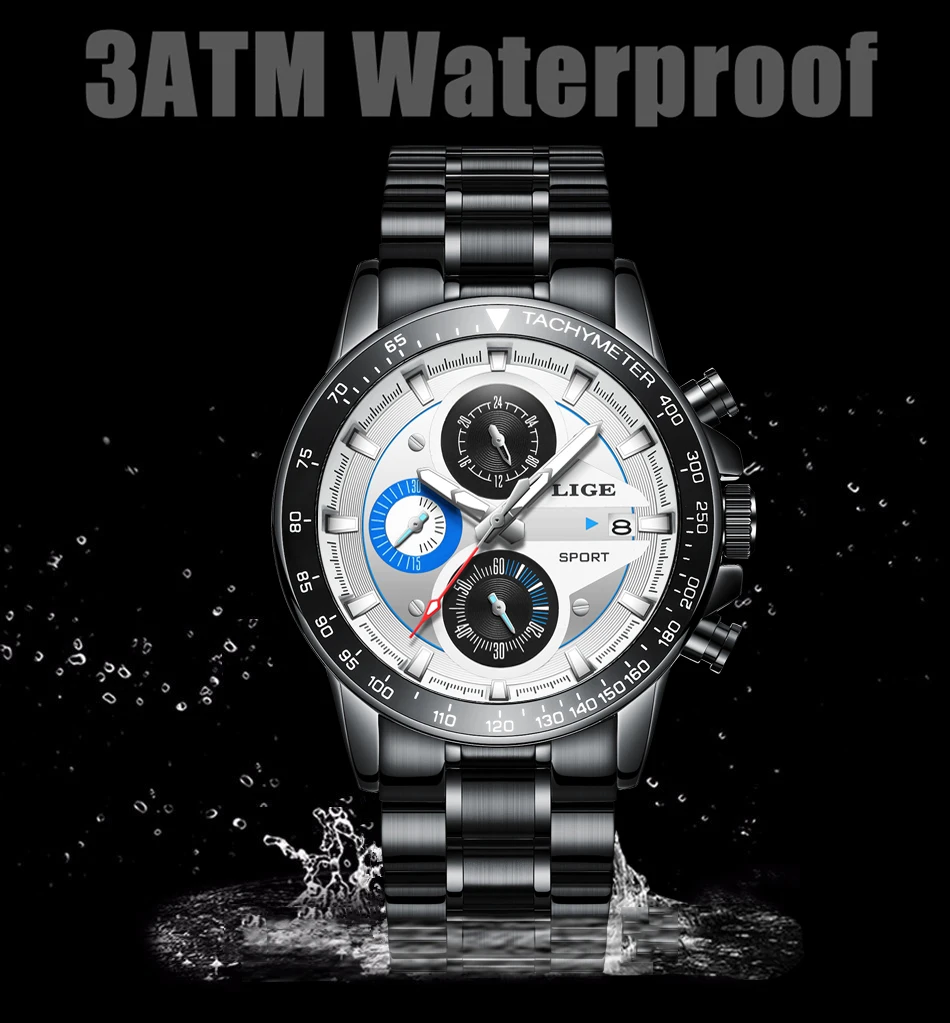 LIGE Для мужчин s часы модные спортивные часы кварцевые часы Для мужчин лучший бренд класса люкс Полный Сталь Бизнес Водонепроницаемый часы