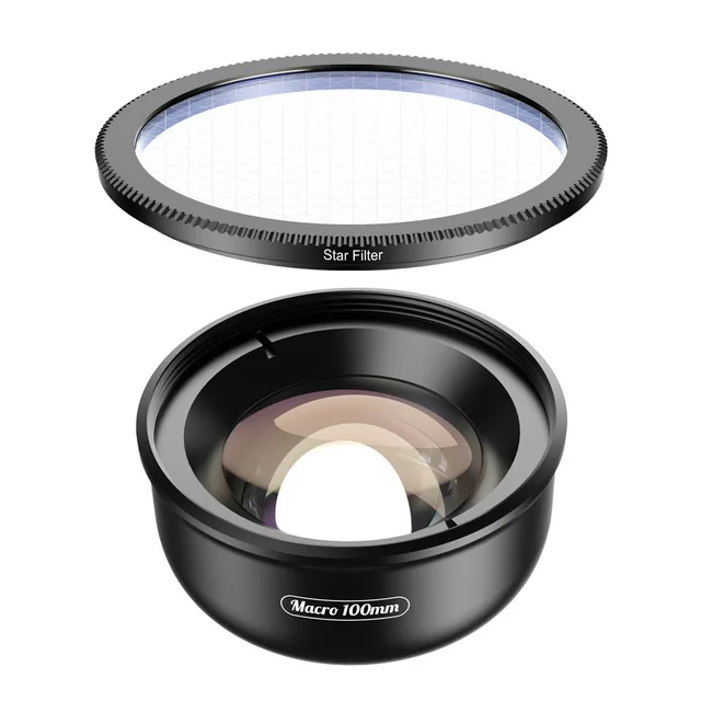 With star filter APEXEL 100 мм Макро объектив для камеры телефона 4 K HD Супер Макро линзы CPL Звездный фильтр для iphone xs max samsung s9 все смартфон - Color: With star filter