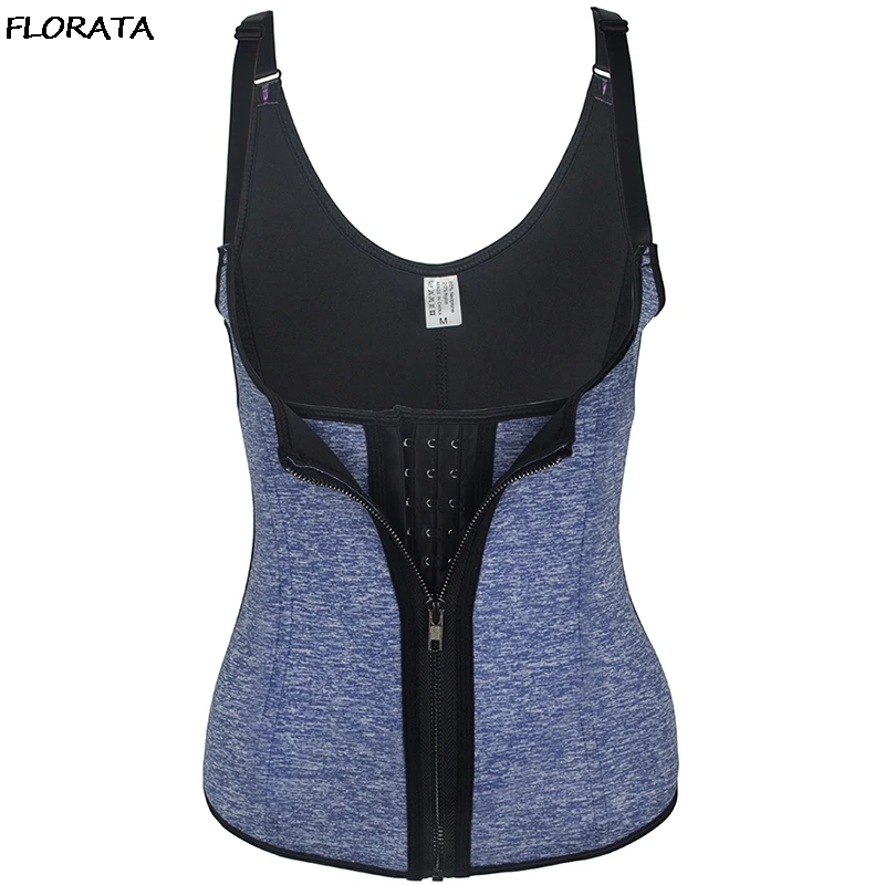 FLORATA Women Zip & Clip Neoprene Vest Bodyshaper Waist Trainer Tummy