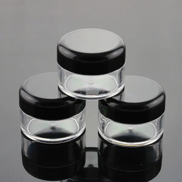 20G Clear sample jar with black lids ,plastic cream packaging container