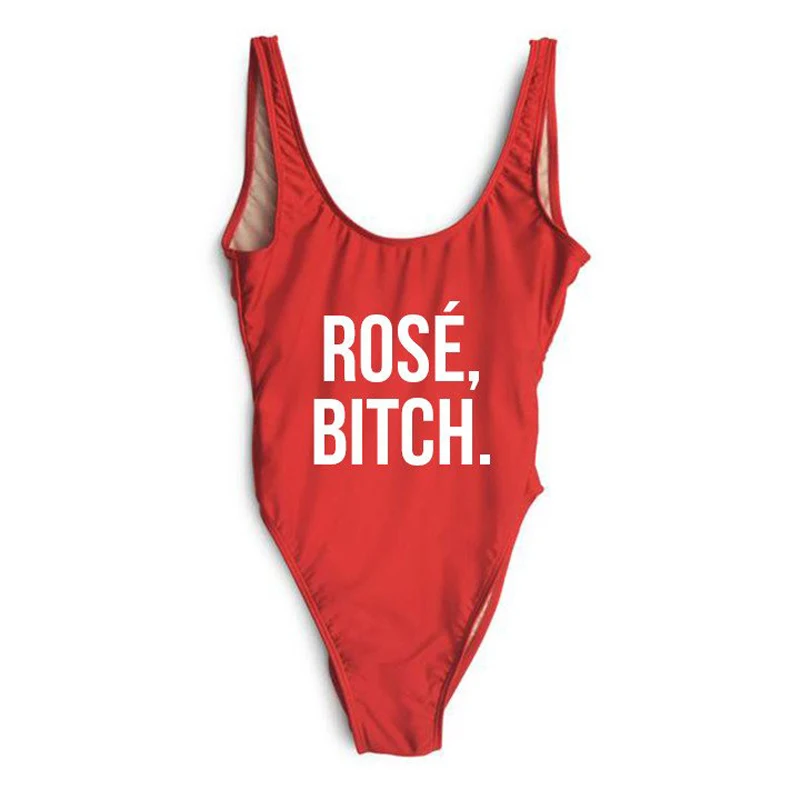 

Rose All Day Private Party Swimsuit One Piece Full Body Letter Print Swimwear Plus Size Sexy Monokini Bath suit Trikini Mayo