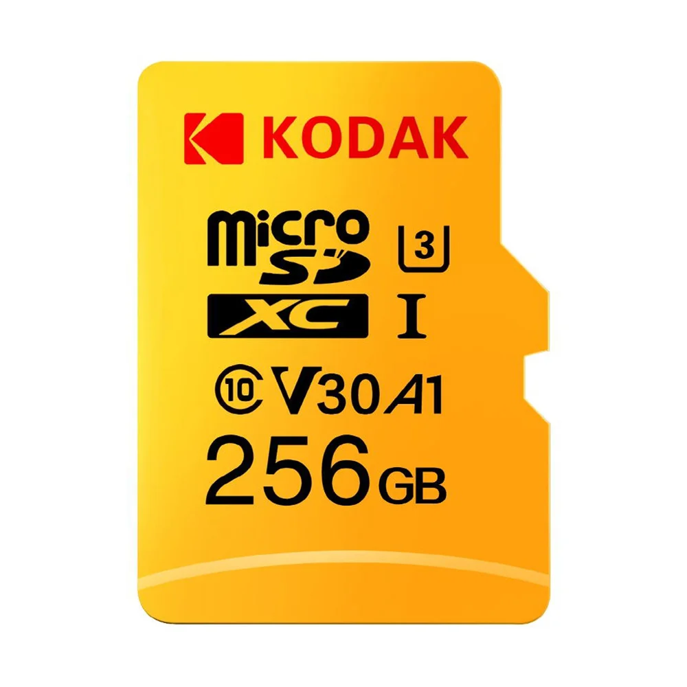 Kodak Micro SD карты 128 ГБ оперативной памяти, 32 Гб встроенной памяти, 64 ГБ 128 ГБ 256 ГБ TF карта Class10 U3 A1 V30 слот для карт памяти 100 МБ/с. чтения Скорость Micro SD карта памяти на 32 ГБ - Емкость: 256 ГБ