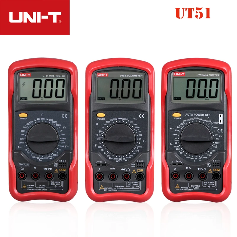 

UNI-T Digital Multimeter UT51 UT52 UT53 UT54 UT55 UT56 Voltmeter Ammeter Ohmmeter Electrical Meter with LCD display multimeter