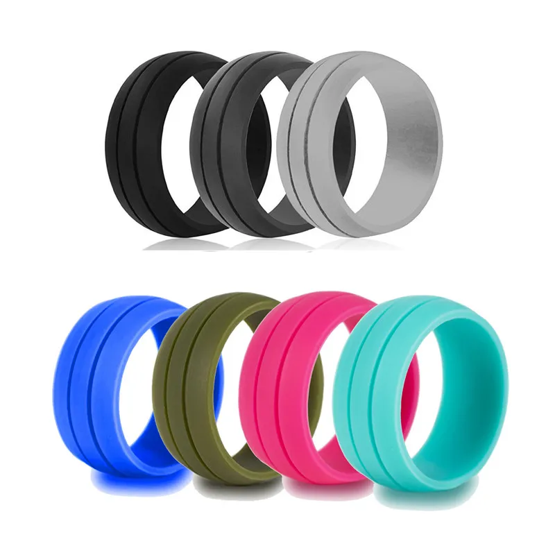 

7pcs Food Grade Silicone Wedding Rings 8mm Environmental Hypoallergenic Sports Antibacterial Rubber Finger Ring for Men Women