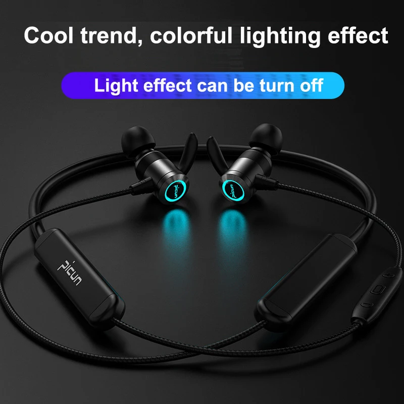 Спортивные Беспроводные Bluetooth наушники светящиеся для мобильных телефонов