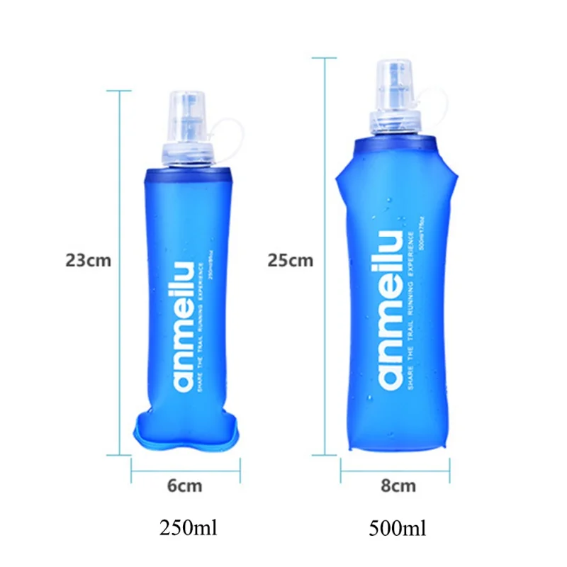 250/500 ML Water Bottle Bag TPU Lightweight Portable Detachable Mouth Folding Soft Travel Kettle Outdoor Climbing Running Hiking