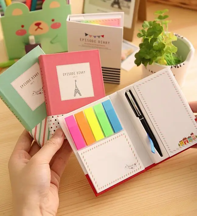 

1 Pieces Korean Rainbow DIY Sticky Notes Creative Stationery Notepad Memo Office School Kawaii With A Pen Decoration