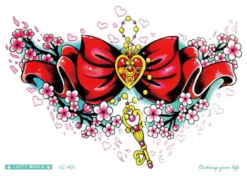 

Rocooart LC401 Sailor Moon Women Large Tatoo Sticker Beautiful Color Key Red Necklace Design Temporary Tattoo Stickers Big Taty