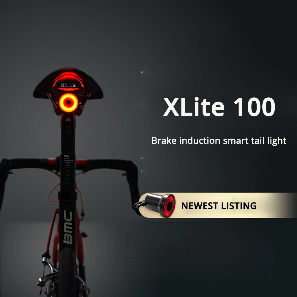 

XLITE100 Bicycle Rear Light Smart LED Braking Lamp Auto/Manual Switch 50 hours Bike Light Runtime Safety Visual Warning Lantern