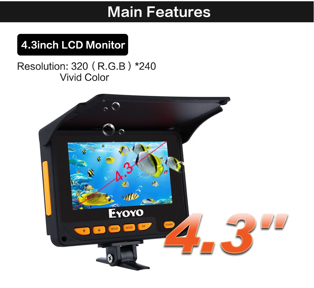 Eyoyo Оригинал 4 3 &quot20 м рыболокатор 150 градусов угол Видеозаписывающие DVR HD 1000TVL