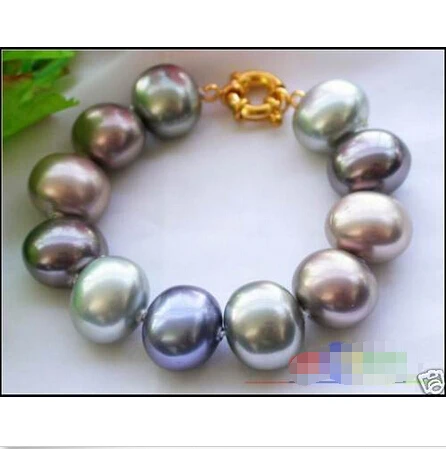 

Free shipping >>>>>>p1644 8" 20mm multicolor RICE SOUTH SEA SHELL PEARL BRACELET
