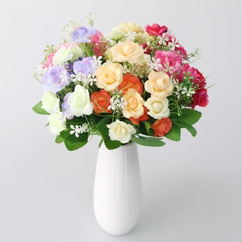 

JAROWN Mini Artificial Rose Flowers 5Branch Simulation Plastic Silk flower Bouquet For Home Party Wedding Leisure Decoration Art