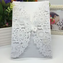 

20pcs/set Carved Flower Pattern Wedding Invitation Card Laser Cut Wedding Cards Iridescent Paper Wedding Party Favor Decoration