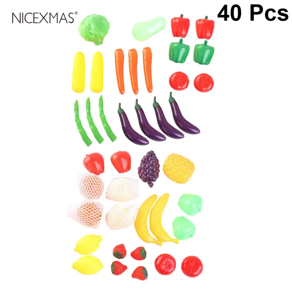 

40Pcs Baby Playset Toys Pretend Play Cutting Realistic Cooking Educational Fruits Vegetables Set Toys for Toddlers Baby