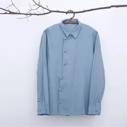 Осень новое поступление Irreguar мужские рубашки Turn-Down воротник сплошной цвет Мужская одежда на каждый день Chineses стиль SY0015