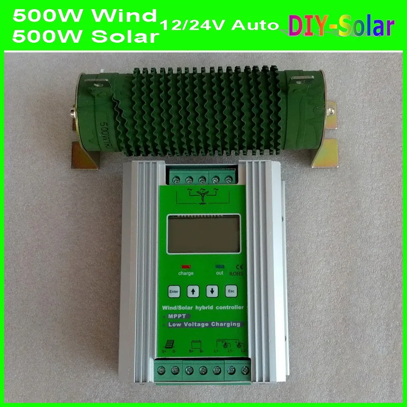 1000W  Boost MPPT Wind Solar Hybrid Charge Controller 12V 24V Intelligent 500W Wind Power+Solar 500W Hybrid Battery Regulator