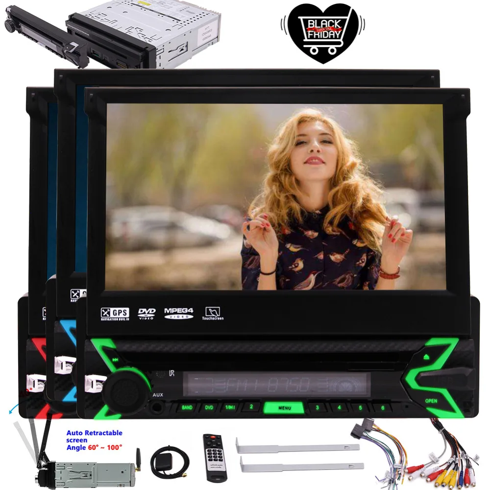 Однодиновый автомобильный DVD плеер Bluetooth GPS навигатор цифровой моторизованный