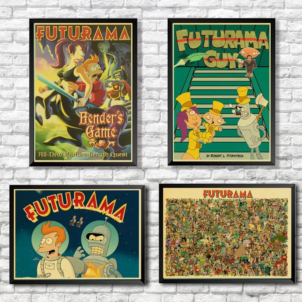 ВИНТАЖНЫЙ ПЛАКАТ мультфильм FUTURAMA живопись Ретро плакат крафт-бумага для декора на стену для дома и бара